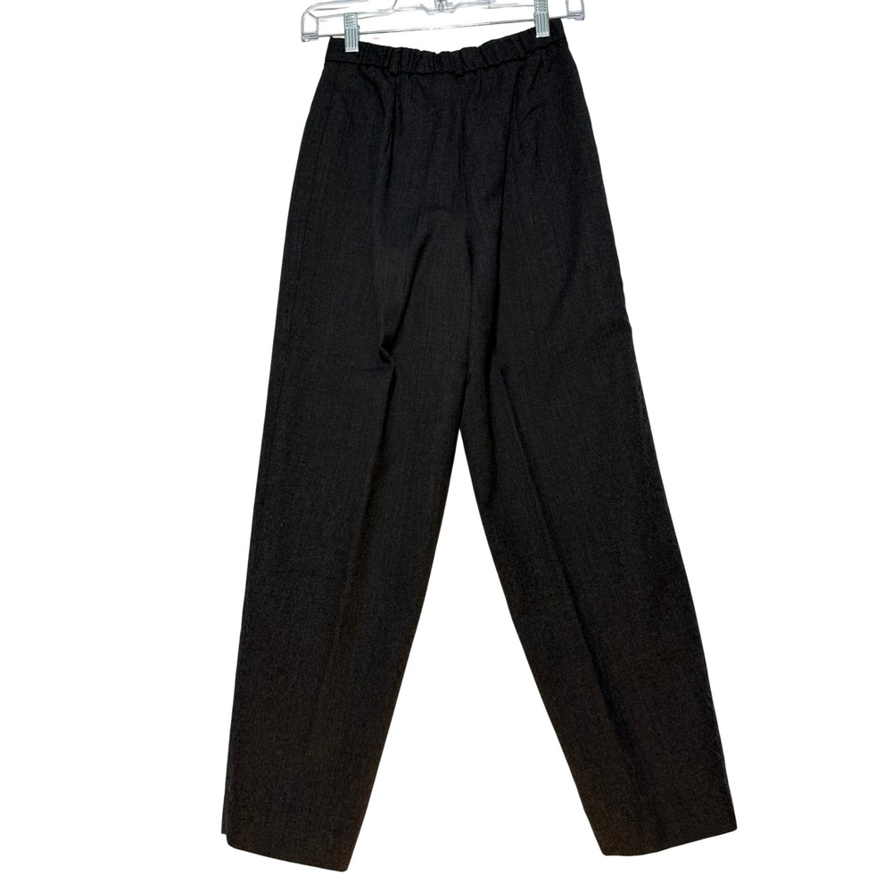 Talbots Womens 4 Petites 100% Wool Dress Pants Charcoal Gray Elastic Waist